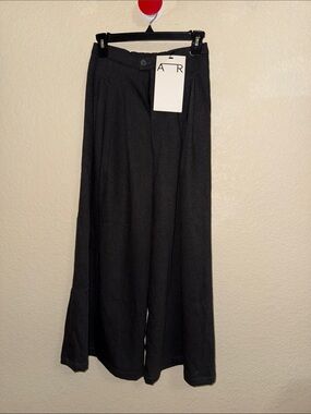 NWT ATORIE A20025 Wide Leg Pleated Trousers Charcoal Gray Size Small
